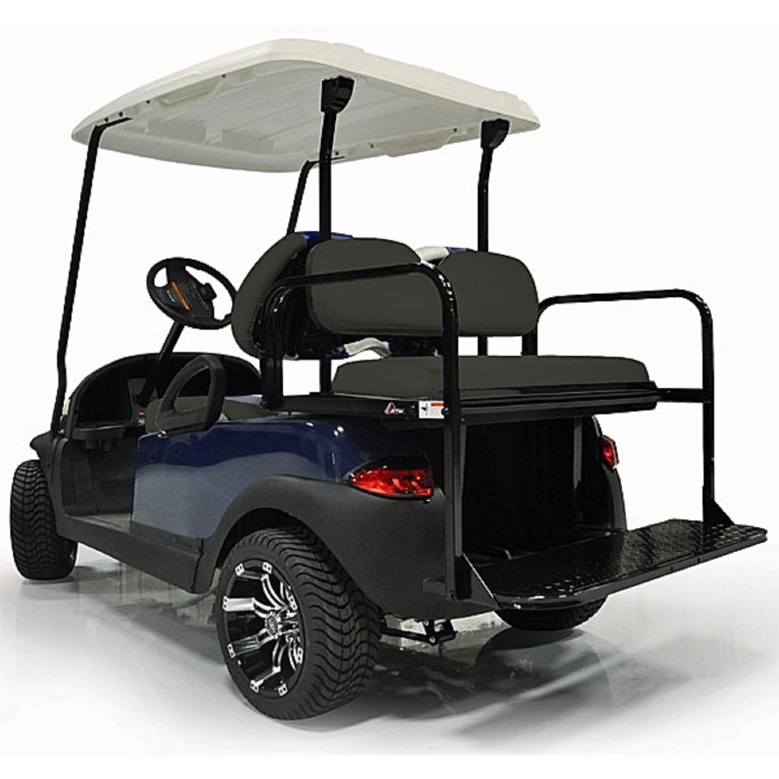 GTW MACH-1 Steel Rear Flip Seat | Yamaha Drive2 2017-Up Golf Cart | Black